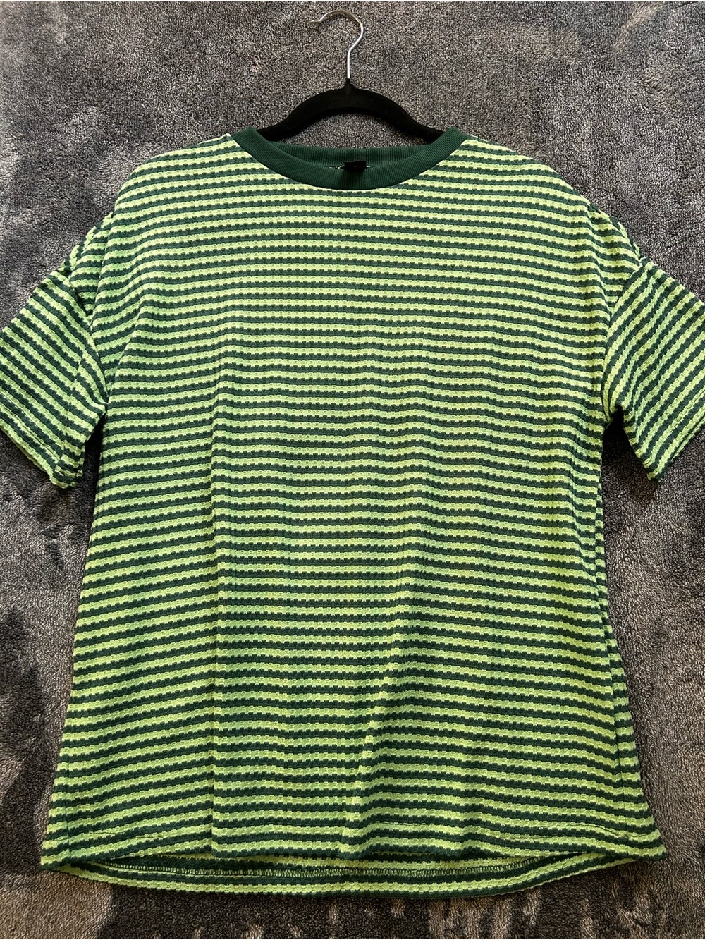 Women's Green Striped Short Sleeve Top